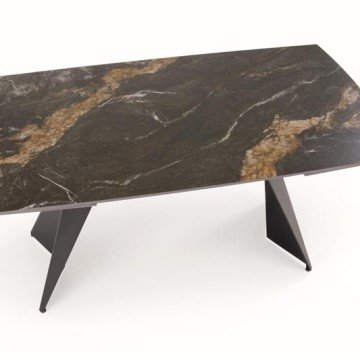 Фото2.Розкладний стіл ARMANI, чорний мармур / чорний (2 шт. = 1 шт.)